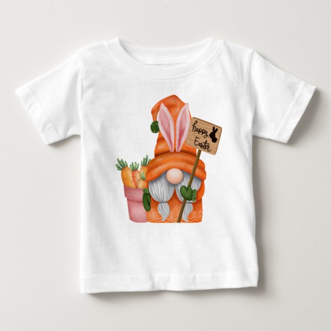 CAMISETA CUTE ORANGE EASTER GNOME WITH CARROTS (Frente)