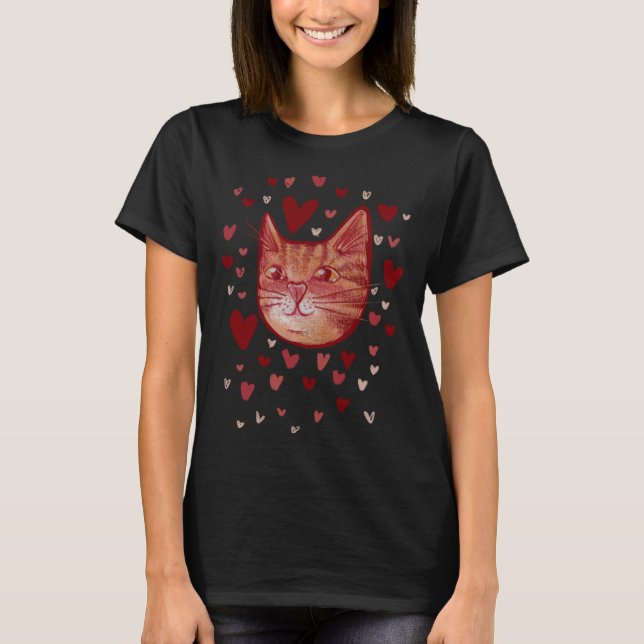 Camiseta Cute orange kitty cat Love Valentine (Frente)