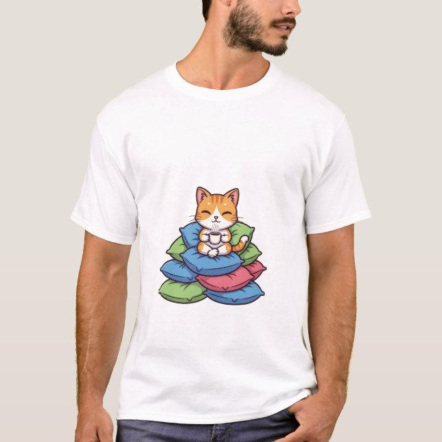 Camiseta Cute Orange Tabby Cat Relaxing on Stack (Frente)