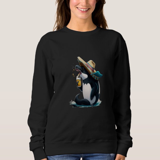Camiseta Cute Orca Animal Orca Drinking Beer (Frente)