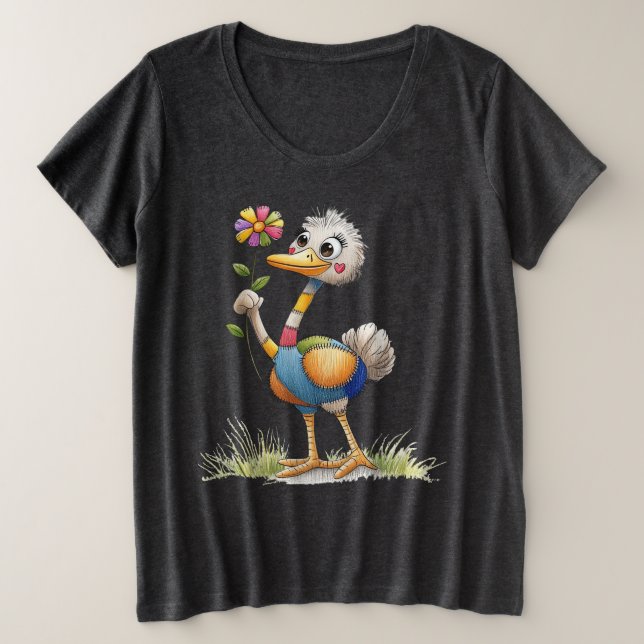 Camiseta Cute Ostrich (Frente do Design)