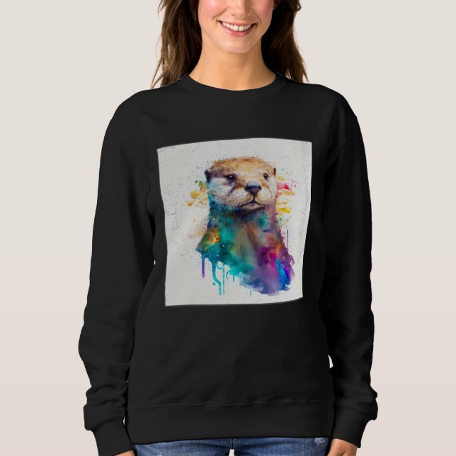 Camiseta Cute Otter Paint Splatter Illustration Colorful Wa (Frente)