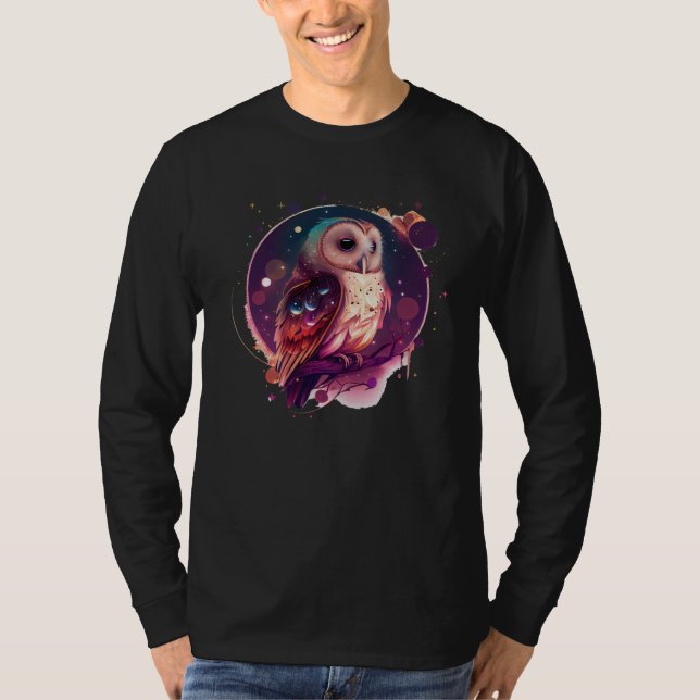 Camiseta Cute Owl Celestial Elements Illustration (Frente)