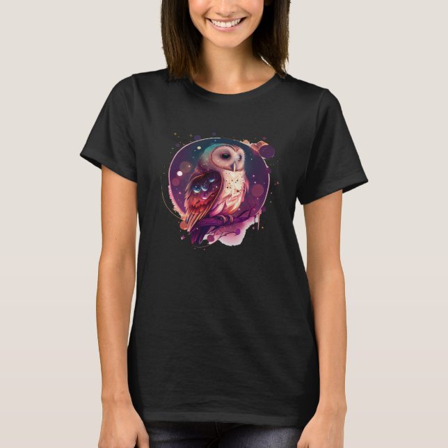 Camiseta Cute Owl Celestial Elements Illustration (Frente)