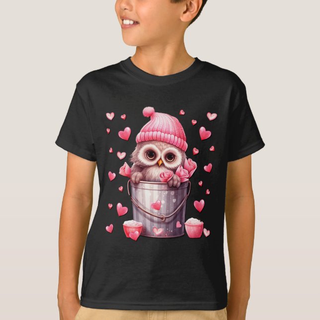 Camiseta Cute Owl In Valentines Basket For Girls Women Nk R (Frente)