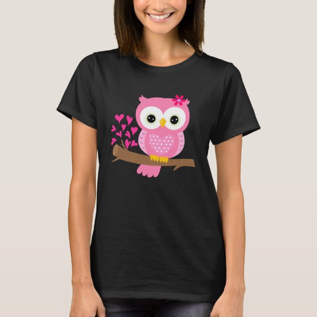 Camiseta Cute Owl  Pink   Women's (Frente)