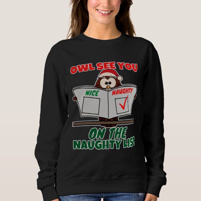 Camiseta Cute Owl See You On The Naughty List Graphic (Frente)