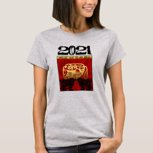 Camiseta Cute Ox Chinês Ano 2021 Zodíaco WT