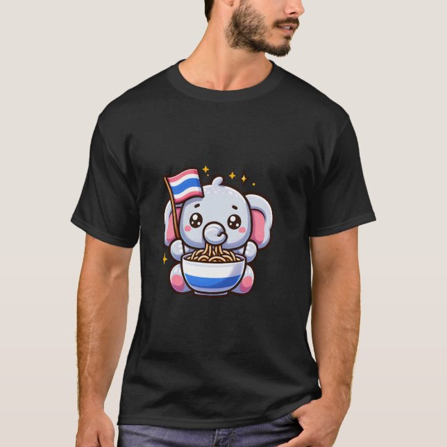 Camiseta Cute Pad Thai Elefante Chang Tailândia Amor Macarr (Frente)