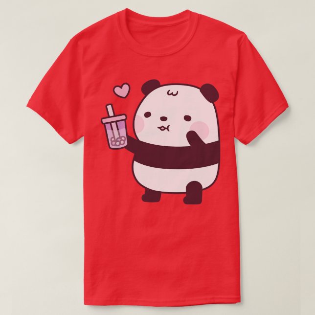 Camiseta Cute Panda ama Taro Bubble Tea (Frente do Design)