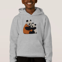 Cute Panda Amor Abraçando Crianças Capuz de Moleto