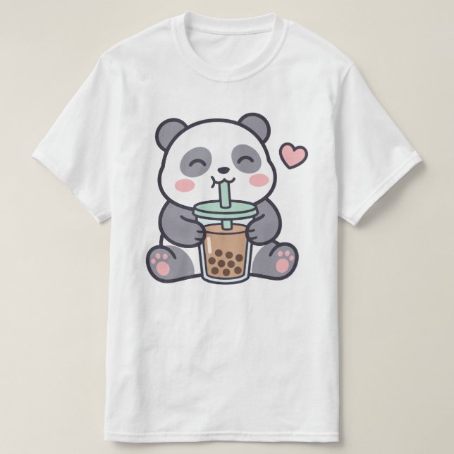 Camiseta Cute Panda Bubble Tea Value (Frente do Design)