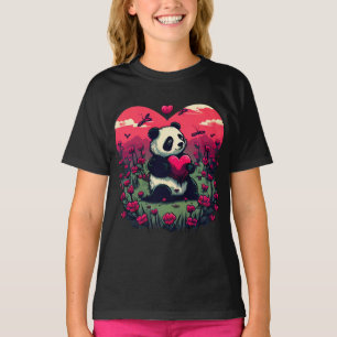 Camiseta Cute Panda Segurando Coração - Presente de Dia de