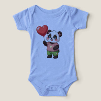 Camiseta Cute Panda with Heart Balloon Baby Bodysuit