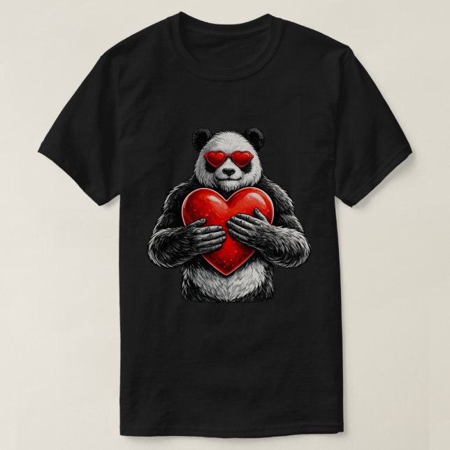 Camiseta Cute Panda With Heart Love Design (Frente do Design)