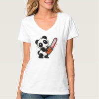 Cute Panda Zumbi de Motosserra Assustador