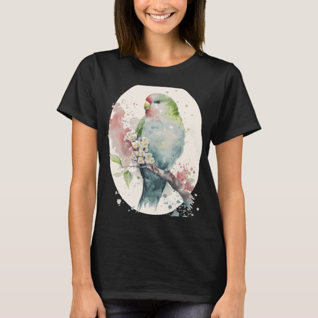 Camiseta Cute Parakeet Japanese Cherry Blossom Budgie Sakur (Frente)