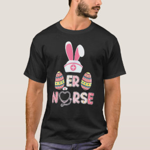 Camiseta Cute Páscoa Enfermeira Rn Orelhas de Coelho Feliz 