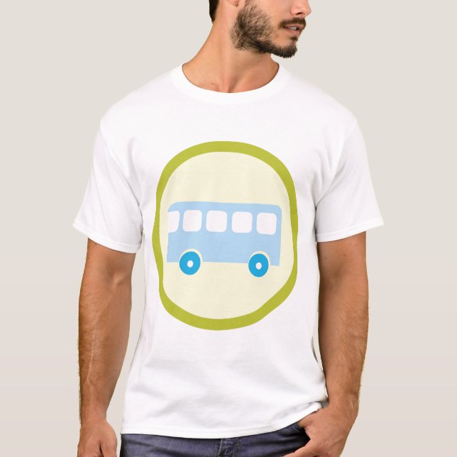 Camiseta Cute Pastel Blue School Bus Icon (Frente)