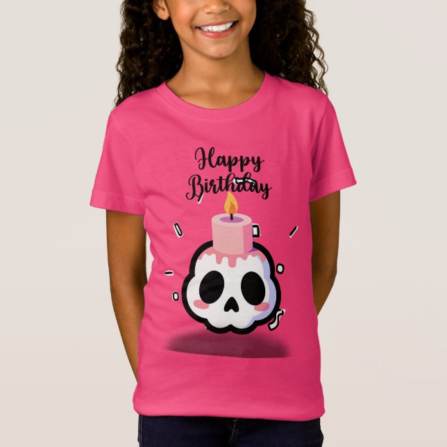 Camiseta Cute Pastel Goth Skull Birthday (Frente)