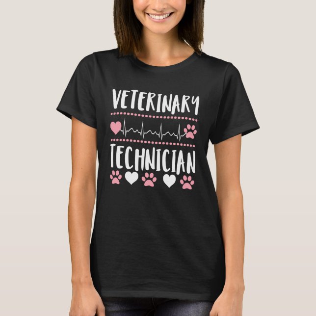 Camiseta Cute paw print veterinary tech technician vet  app (Frente)