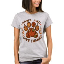 cute Paws and Give Thanks Fall Dog Lover Shirt