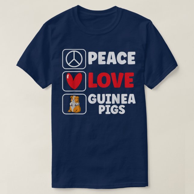 Camiseta Cute Peace Love Guinea Pigs  (Frente do Design)