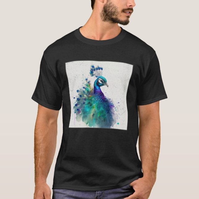 Camiseta Cute Peacock Paint Splatter Colorful Gorgeous Uniq (Frente)