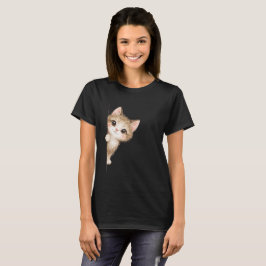 Camiseta Cute Peeking Cat Graphic Shirt