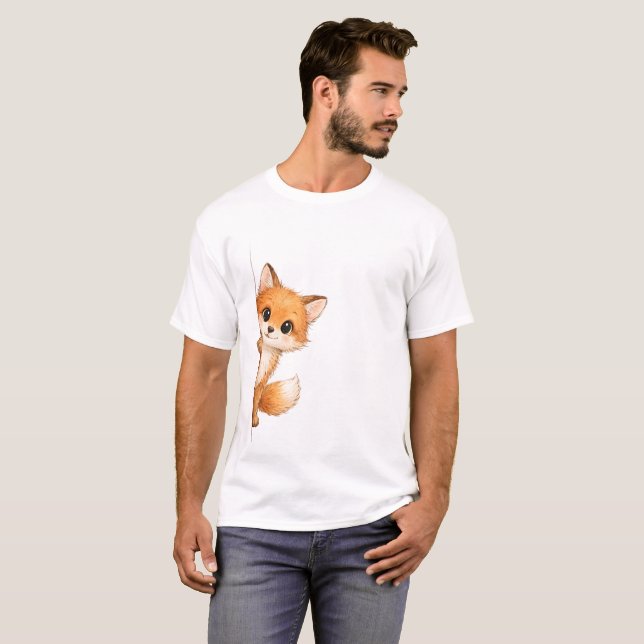 Camiseta Cute Peeking Fox Graphic Shirt (Frente Completa)
