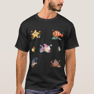 Camiseta Cute Peixes Tropicais Náuticos e Criaturas Subaquá