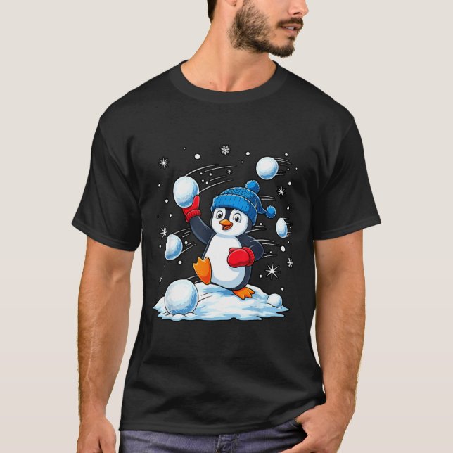 Camiseta Cute Penguin Christmas Pajamas Shirt Boys, Penguin (Frente)