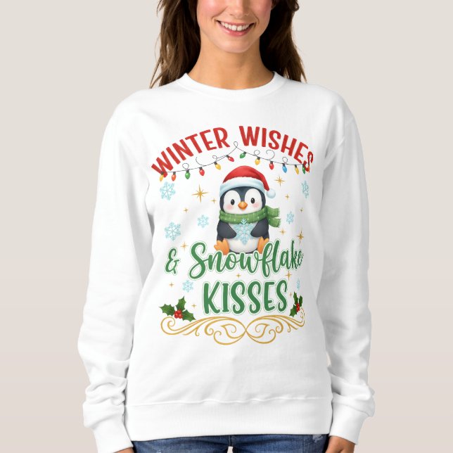 Camiseta Cute Penguin Wintet sweatshirt (Frente)