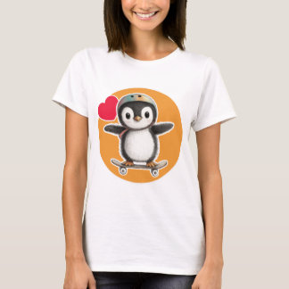 Camiseta Cute Penguin with a stakeboard