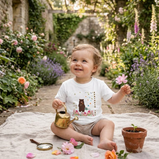 Camiseta Cute Personalized Bear Gardening Sprinkle Joy Baby