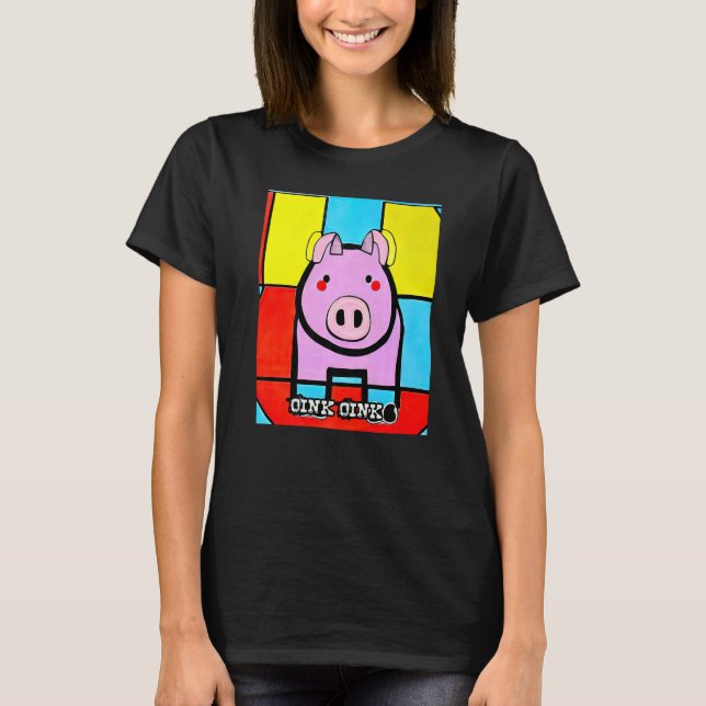 Camiseta Cute Pig Piggie Oink Oink Premium_3 (Frente)
