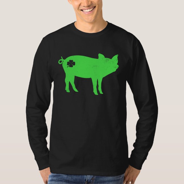 Camiseta Cute Pig Shamrock St Patrick s Day Saint Paddy s (Frente)