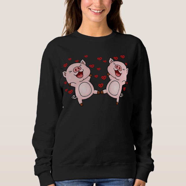 Camiseta Cute Pigs Valentines Day Matching Couple Pigs (Frente)