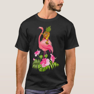 Camiseta Cute Pineapple Riding Flamingo Beach Lover Summer 