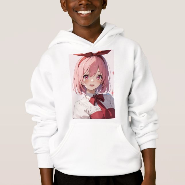 Camiseta Cute Pink-Haired Anime Girl Illustration (Frente)