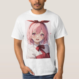 Camiseta Cute Pink-Haired Anime Girl Illustration