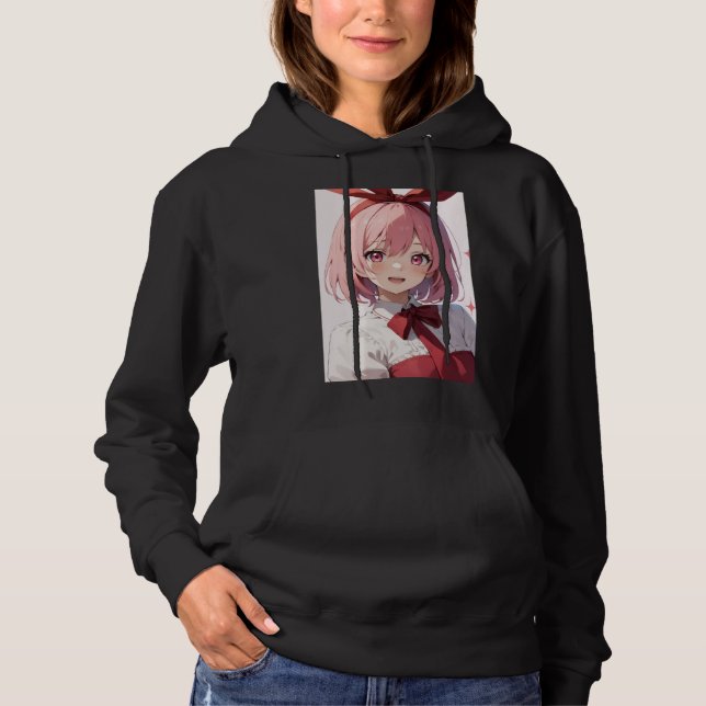Camiseta Cute Pink-Haired Anime Girl Illustration (Frente)
