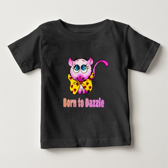 Camiseta Cute Pink Kitty - Born to Dazzle Art (Frente)