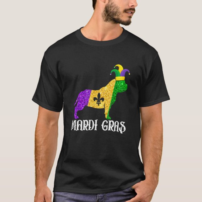 Camiseta Cute Pitbull Dog Lover Mardi Gras Party Jester Mas (Frente)