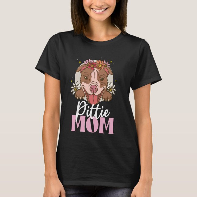 Camiseta Cute Pittie Mãe Pitbull Mãe Cachorro Mãe Mãe Propr (Frente)