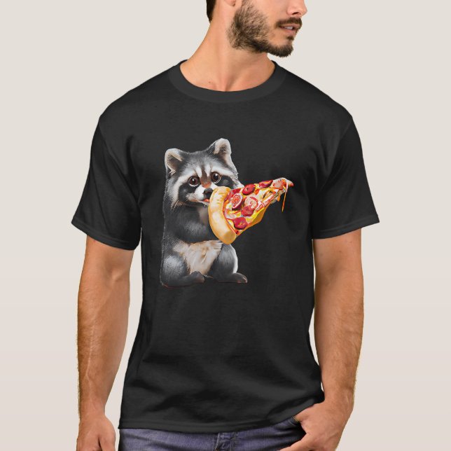 Camiseta Cute Pizza Raccoon (Frente)