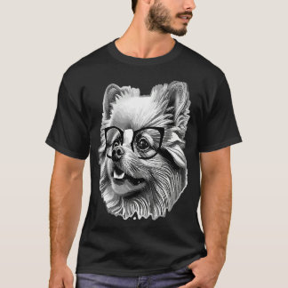 Camiseta Cute Pomeranian Dog Wearing Nerd Glasses Funny Gra