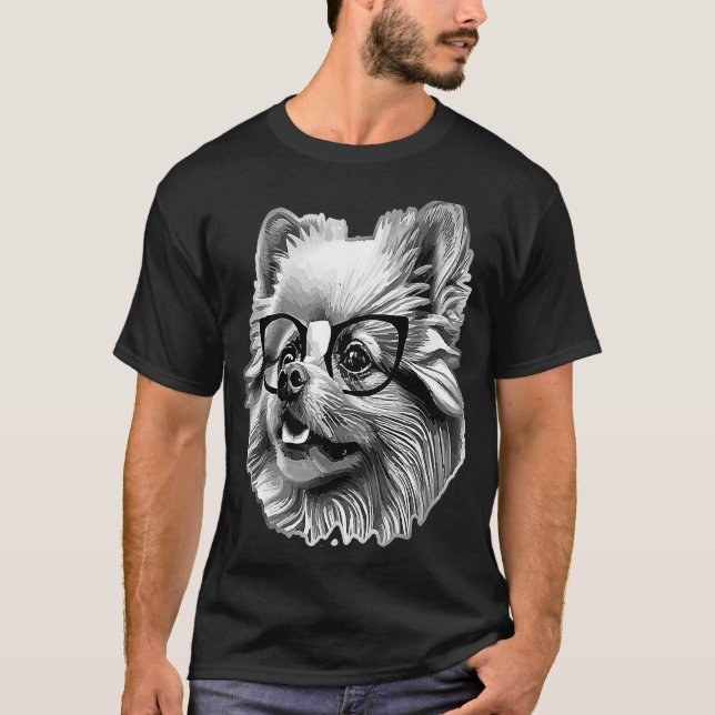 Camiseta Cute Pomeranian Dog Wearing Nerd Glasses Funny Gra (Frente)