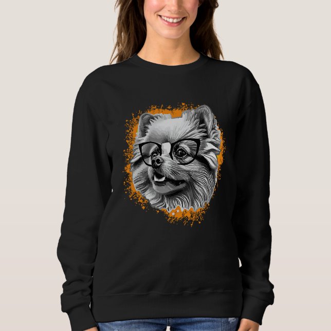 Camiseta Cute Pomeranian Dog Wearing Nerd Glasses Funny Gra (Frente)