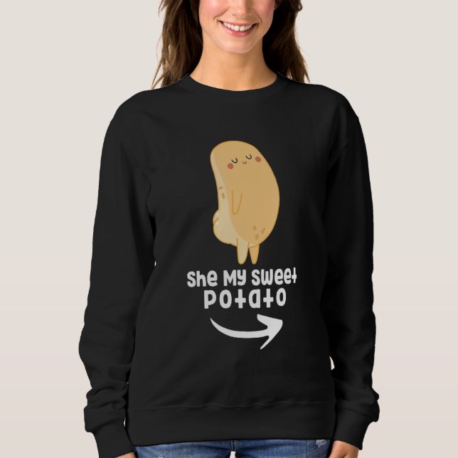 Camiseta Cute Potato Couple Outfit She My Sweet Potato For  (Frente)